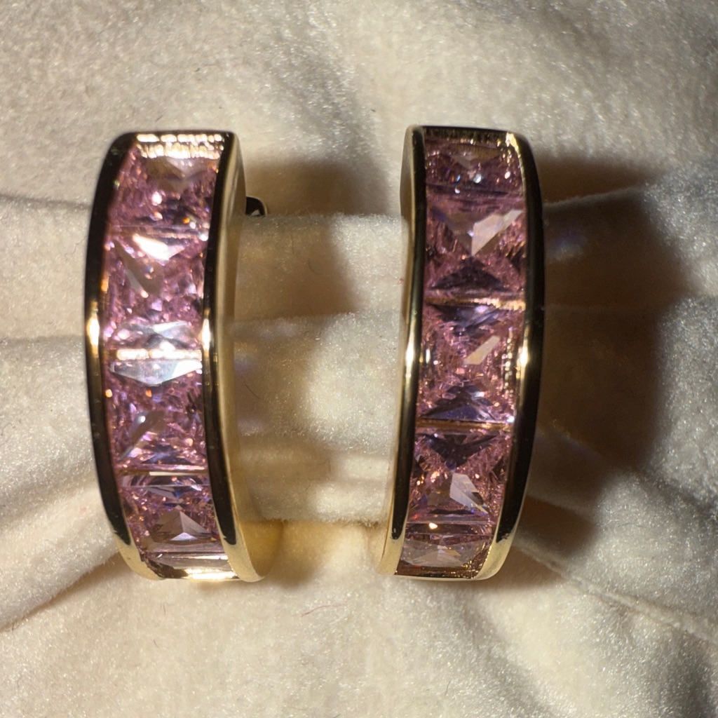 18k Gold Plated Pink And Gold Hoop Earrings 15$
